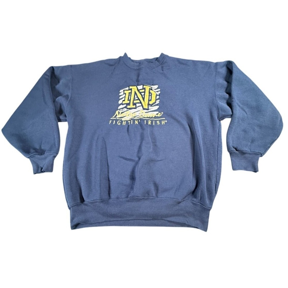 Notre Dame Fighting Irish Vintage 90s Crewneck Sweatshirt - Made in USA Sz Med